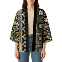 Fiji Masi Tapa Pattern Yellow Kimono - Polynesian Pride