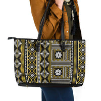 Fiji Masi Tapa Pattern Yellow Leather Tote Bag - Polynesian Pride