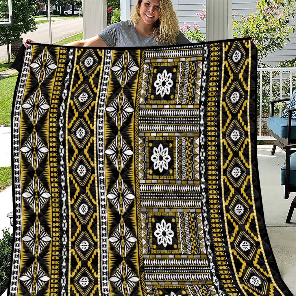 Fiji Masi Tapa Pattern Yellow Quilt - Polynesian Pride