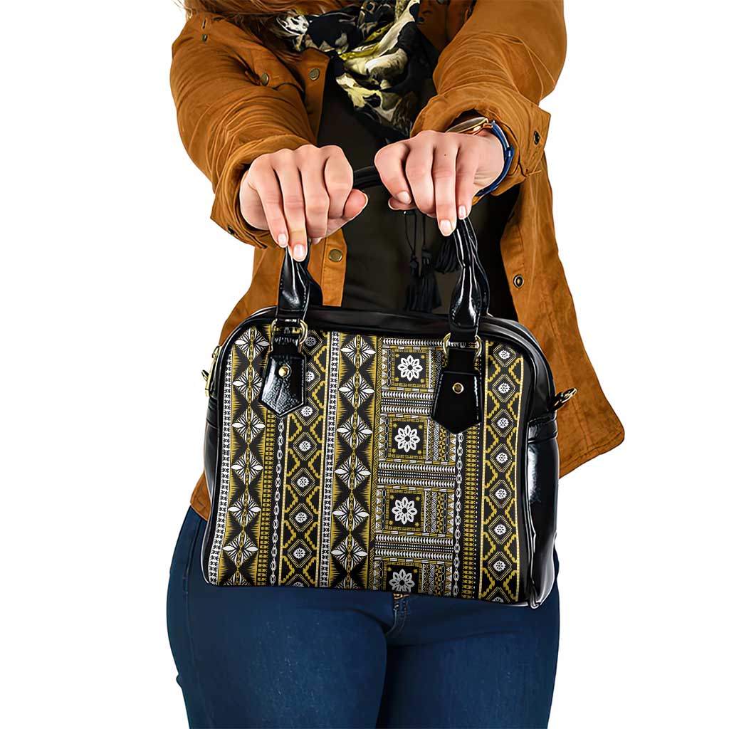 Fiji Masi Tapa Pattern Yellow Shoulder Handbag - Polynesian Pride