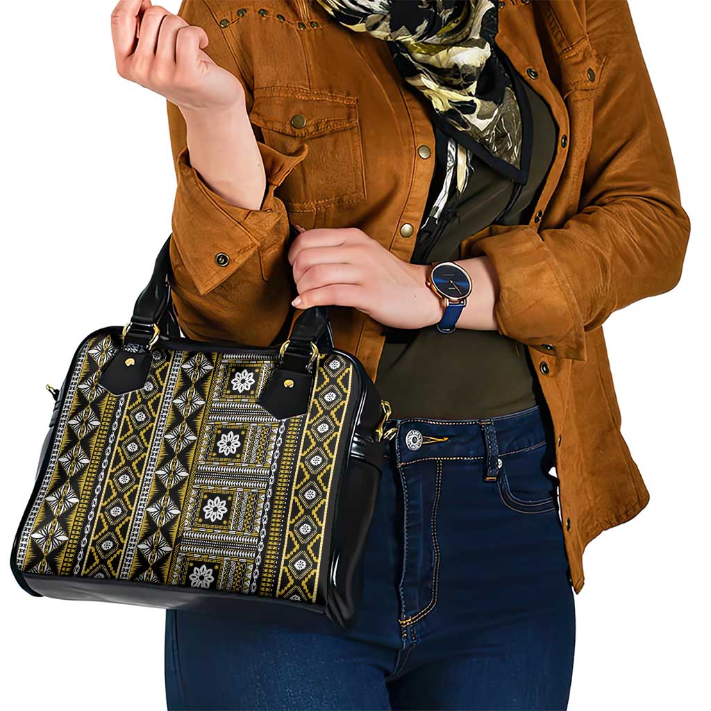 Fiji Masi Tapa Pattern Yellow Shoulder Handbag - Polynesian Pride
