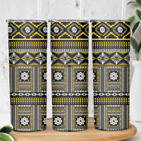Fiji Masi Tapa Pattern Yellow Skinny Tumbler - Polynesian Pride