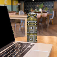 Fiji Masi Tapa Pattern Yellow Skinny Tumbler - Polynesian Pride