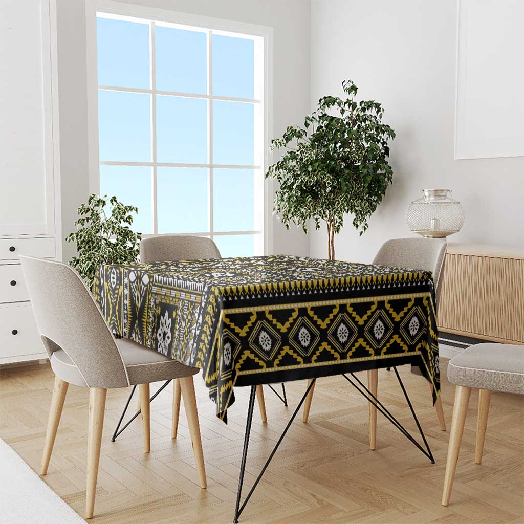 Fiji Masi Tapa Pattern Yellow Tablecloth - Polynesian Pride