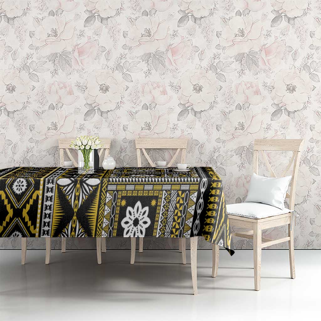 Fiji Masi Tapa Pattern Yellow Tablecloth - Polynesian Pride