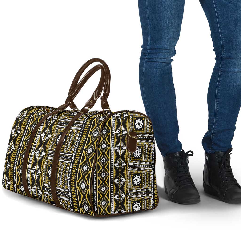 Fiji Masi Tapa Pattern Yellow Travel Bag - Polynesian Pride