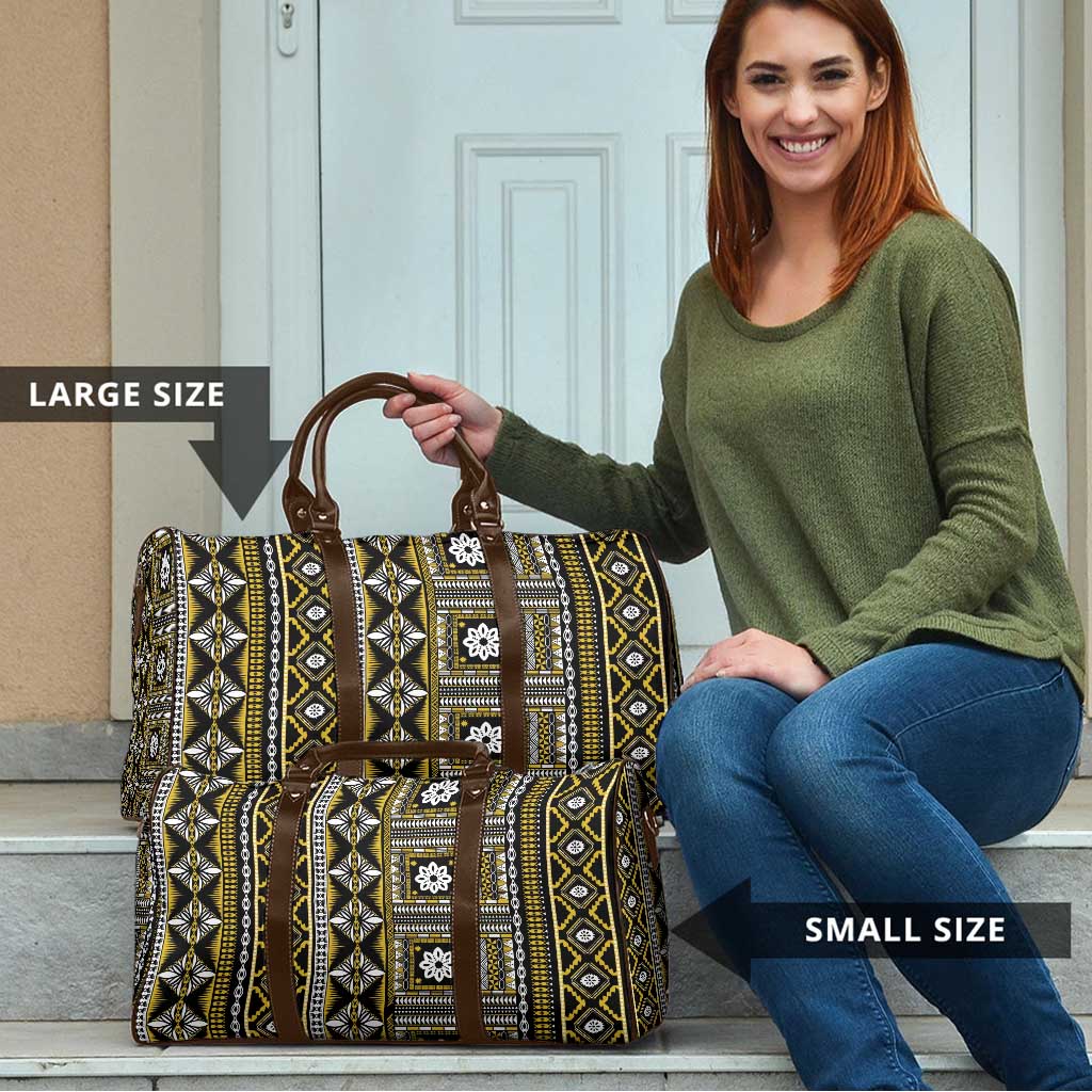 Fiji Masi Tapa Pattern Yellow Travel Bag - Polynesian Pride