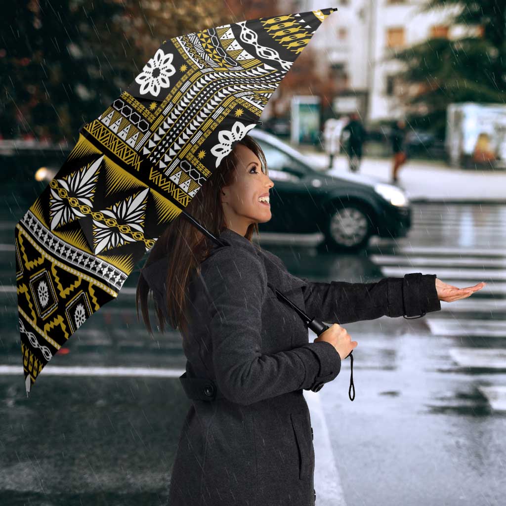 Fiji Masi Tapa Pattern Yellow Umbrella - Polynesian Pride