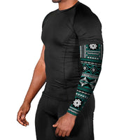 Fiji Masi Tapa Pattern Teal Arm Sleeves - Polynesian Pride
