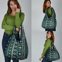 Fiji Masi Tapa Pattern Teal Grocery Bag - Polynesian Pride