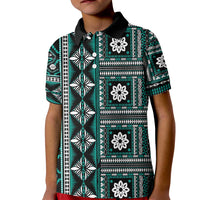 Fiji Masi Tapa Pattern Teal Kid Polo Shirt LT01 Kid Teal - Polynesian Pride