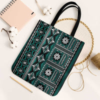 Fiji Masi Tapa Pattern Teal Tote Bag - Polynesian Pride