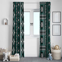 Fiji Masi Tapa Pattern Teal Window Curtain - Polynesian Pride