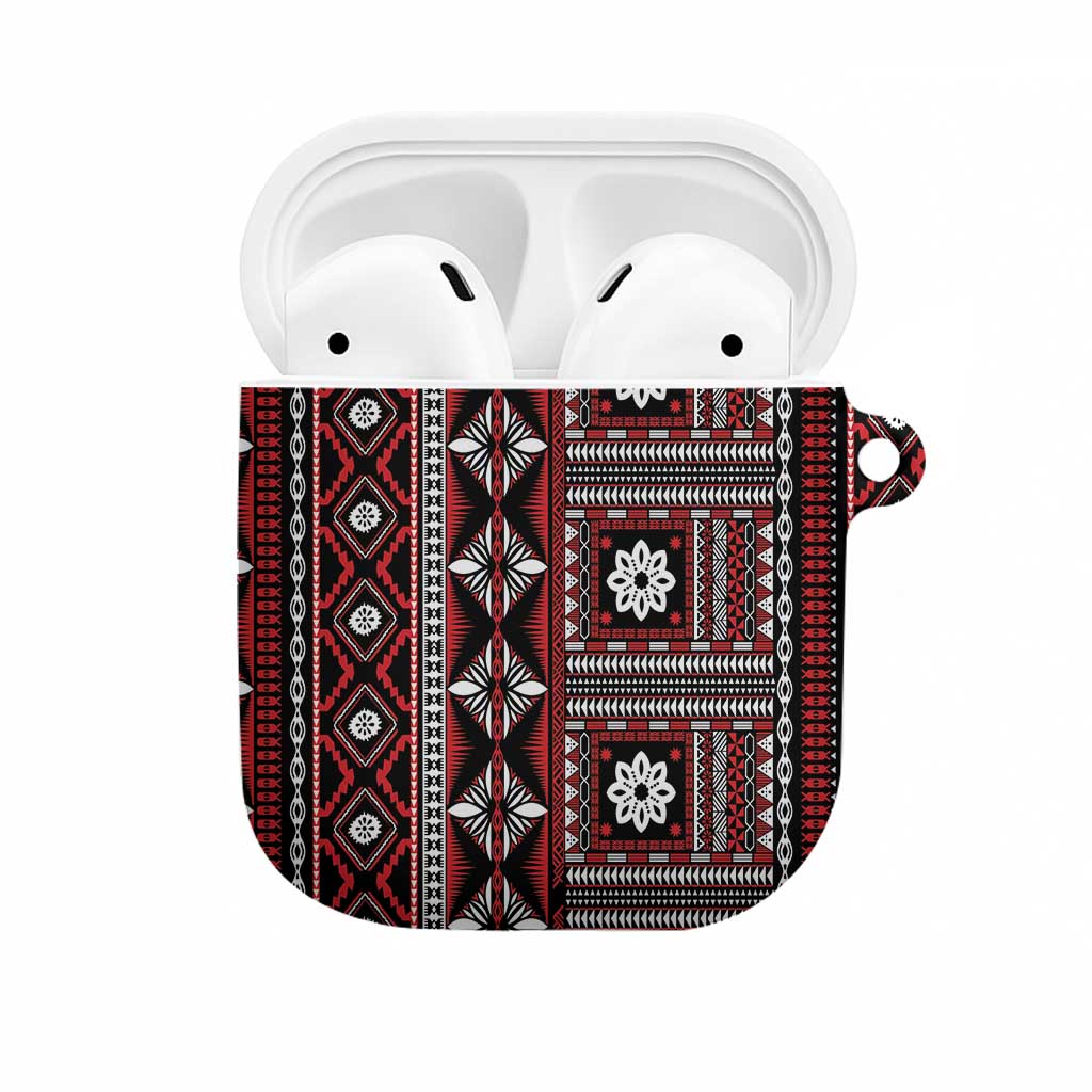 Fiji Masi Tapa Pattern Red AirPods Case - Polynesian Pride