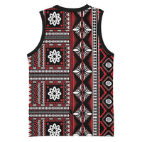 Fiji Masi Tapa Pattern Red Basketball Jersey - Polynesian Pride