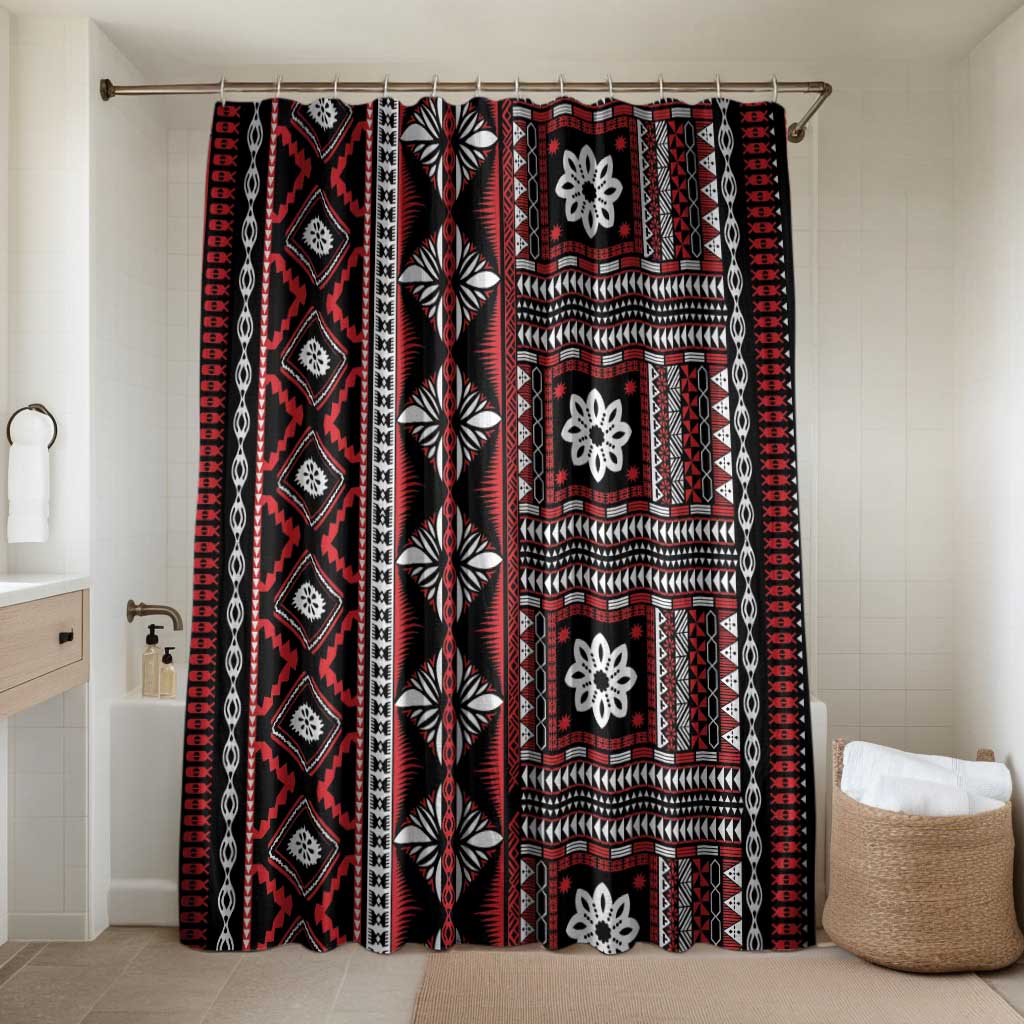 Fiji Masi Tapa Pattern Red Bathroom Set - Polynesian Pride