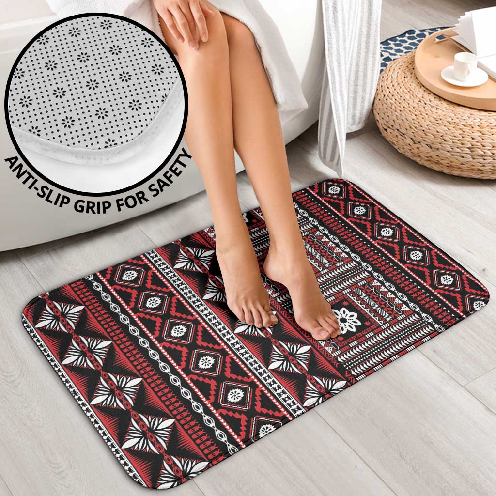 Fiji Masi Tapa Pattern Red Bathroom Set - Polynesian Pride
