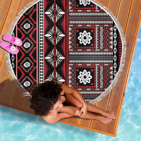 Fiji Masi Tapa Pattern Red Beach Blanket - Polynesian Pride
