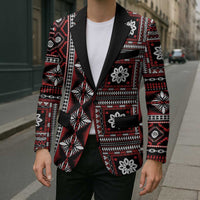 Fiji Masi Tapa Pattern Red Blazer - Polynesian Pride