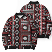 Fiji Masi Tapa Pattern Red Bomber Puffer Jacket - Polynesian Pride