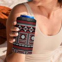 Fiji Masi Tapa Pattern Red 4 in 1 Can Cooler Tumbler - Polynesian Pride