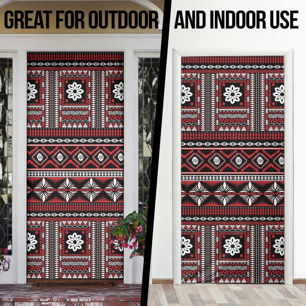 Fiji Masi Tapa Pattern Red Door Cover - Polynesian Pride