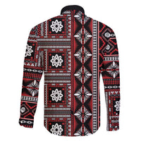 Fiji Masi Tapa Pattern Red Family Matching Short Sleeve Bodycon Dress and Hawaiian Shirt - Polynesian Pride