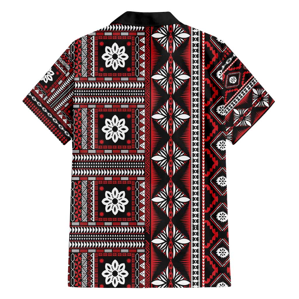 Fiji Masi Tapa Pattern Red Family Matching Summer Maxi Dress and Hawaiian Shirt - Polynesian Pride