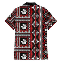 Fiji Masi Tapa Pattern Red Family Matching Tank Maxi Dress and Hawaiian Shirt - Polynesian Pride
