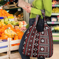 Fiji Masi Tapa Pattern Red Grocery Bag - Polynesian Pride