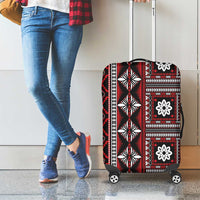 Fiji Masi Tapa Pattern Red Luggage Cover - Polynesian Pride