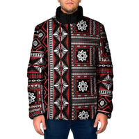 Fiji Masi Tapa Pattern Red Padded Jacket - Polynesian Pride