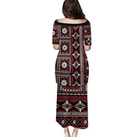 Fiji Masi Tapa Pattern Red Puletasi - Polynesian Pride