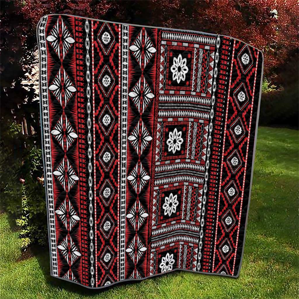 Fiji Masi Tapa Pattern Red Quilt - Polynesian Pride