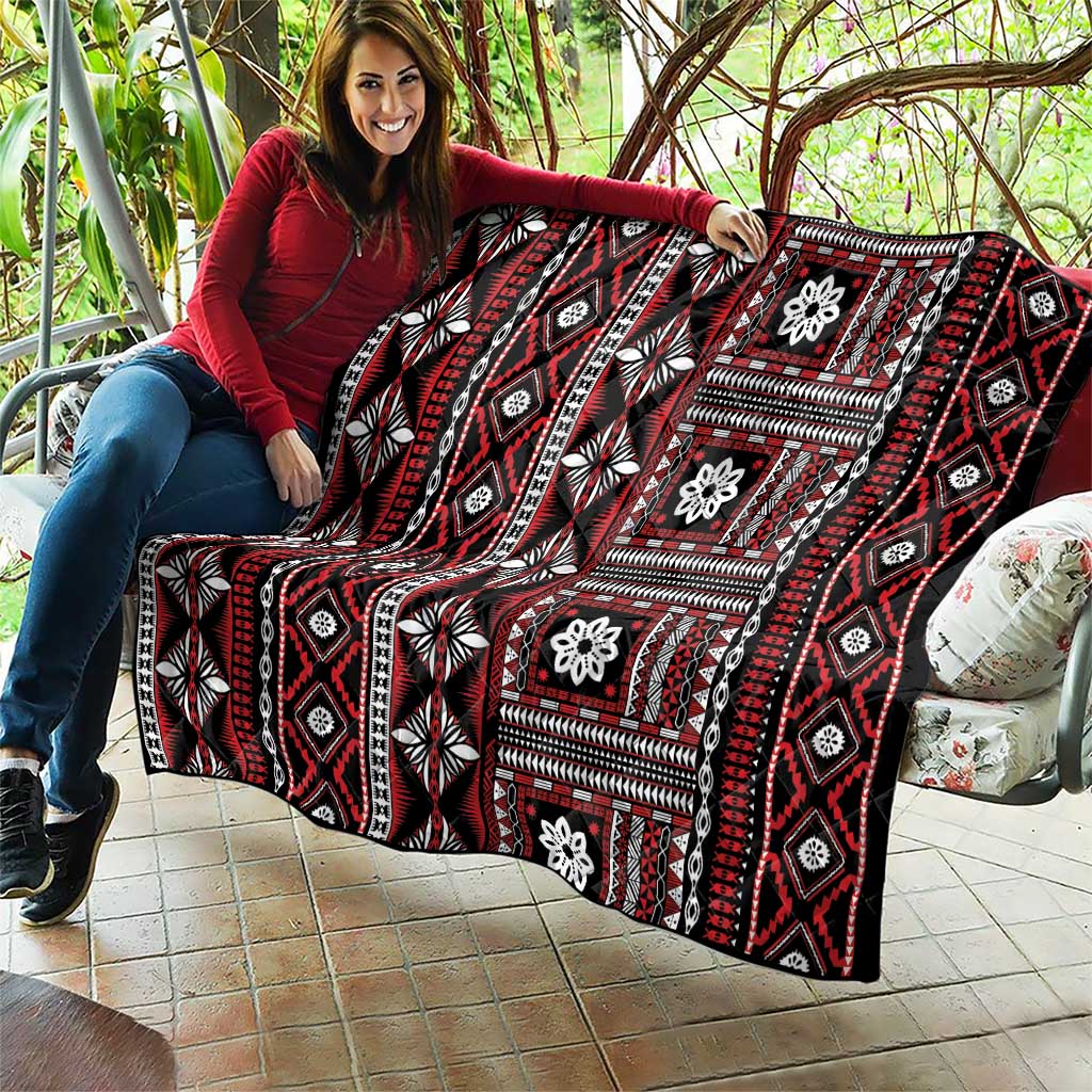 Fiji Masi Tapa Pattern Red Quilt - Polynesian Pride