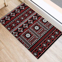 Fiji Masi Tapa Pattern Red Rubber Doormat - Polynesian Pride
