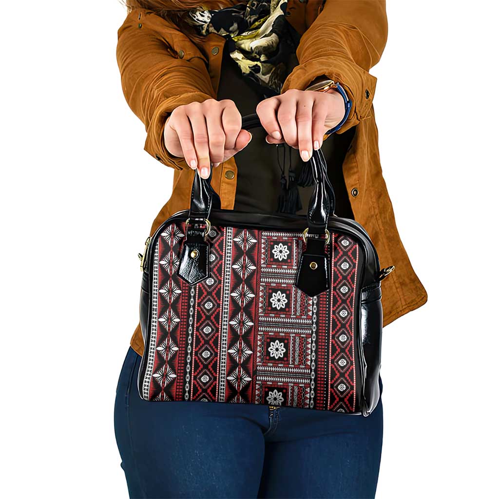 Fiji Masi Tapa Pattern Red Shoulder Handbag - Polynesian Pride