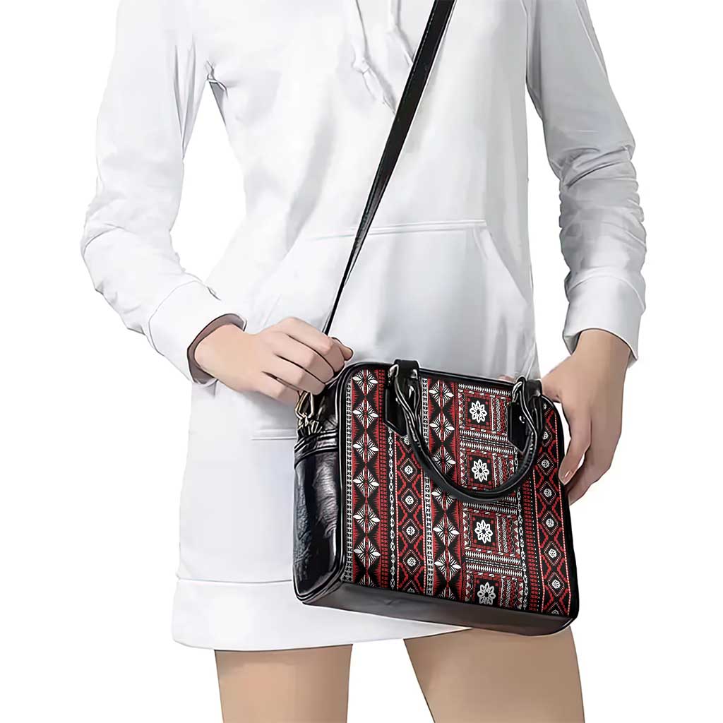 Fiji Masi Tapa Pattern Red Shoulder Handbag - Polynesian Pride