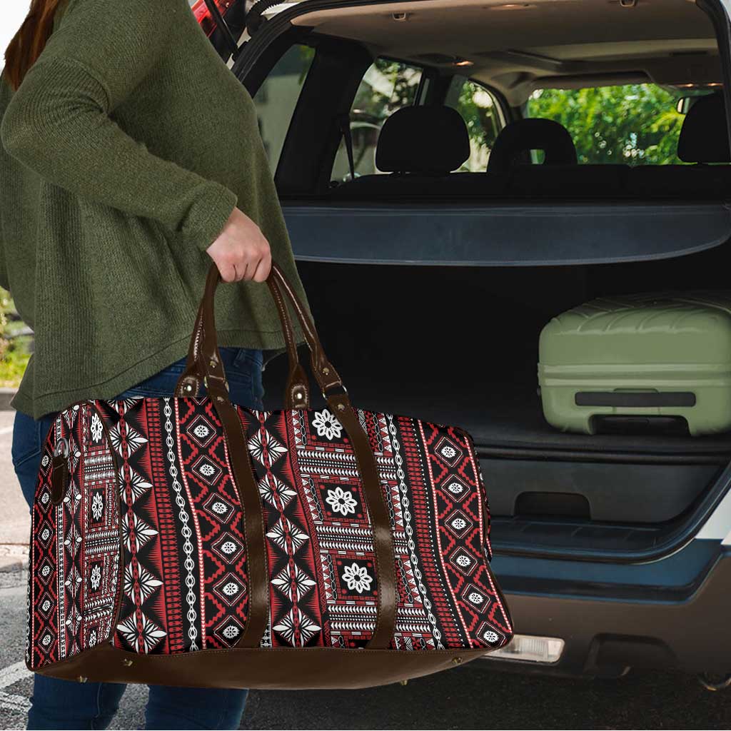 Fiji Masi Tapa Pattern Red Travel Bag - Polynesian Pride