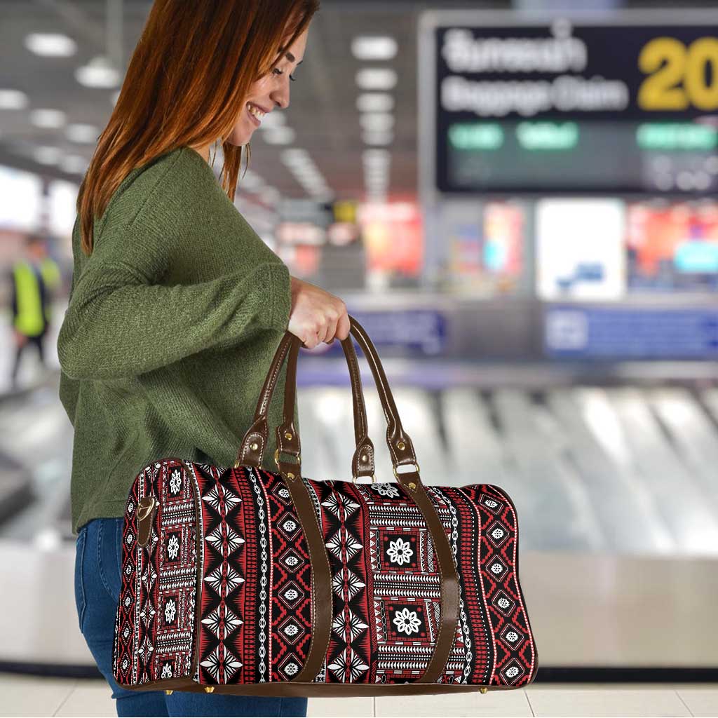 Fiji Masi Tapa Pattern Red Travel Bag - Polynesian Pride
