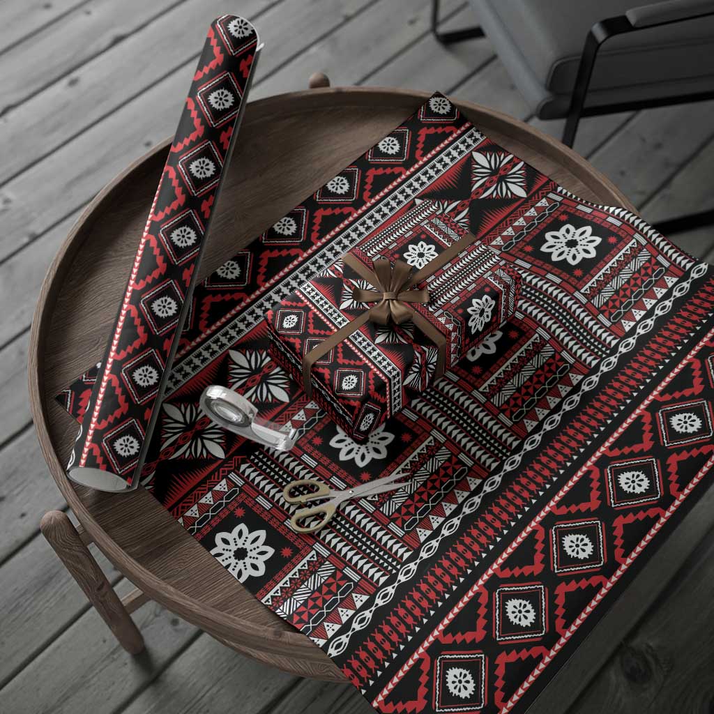 Fiji Masi Tapa Pattern Red Wrapping Paper - Polynesian Pride