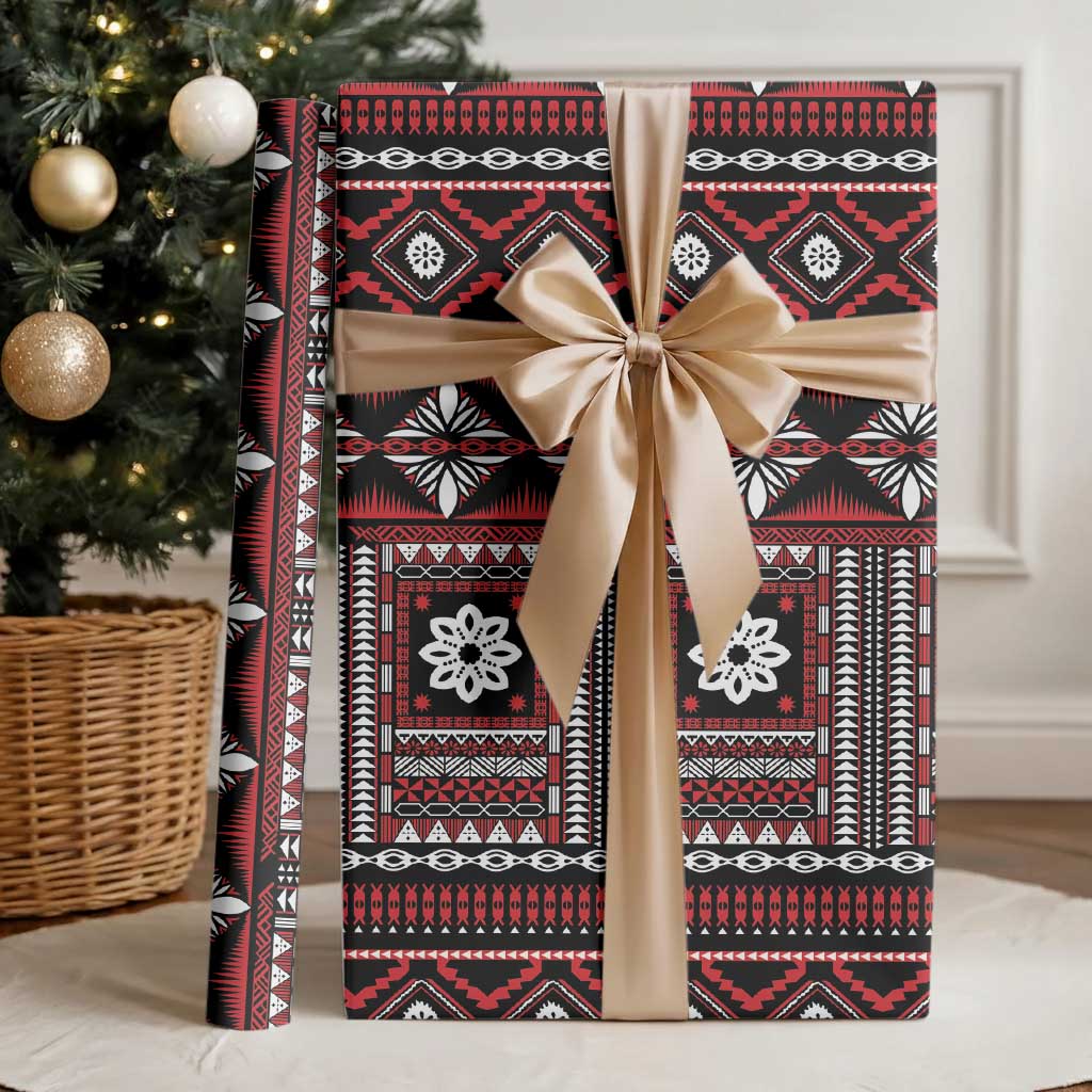 Fiji Masi Tapa Pattern Red Wrapping Paper - Polynesian Pride