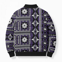 Fiji Masi Tapa Pattern Purple Bomber Puffer Jacket - Polynesian Pride
