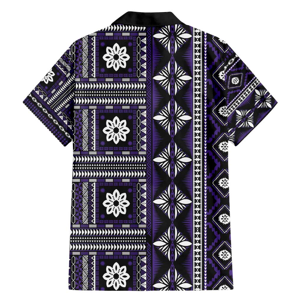 Fiji Masi Tapa Pattern Purple Family Matching Tank Maxi Dress and Hawaiian Shirt LT01 - Polynesian Pride