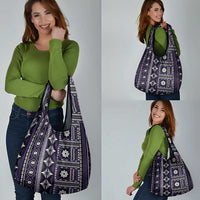 Fiji Masi Tapa Pattern Purple Grocery Bag - Polynesian Pride