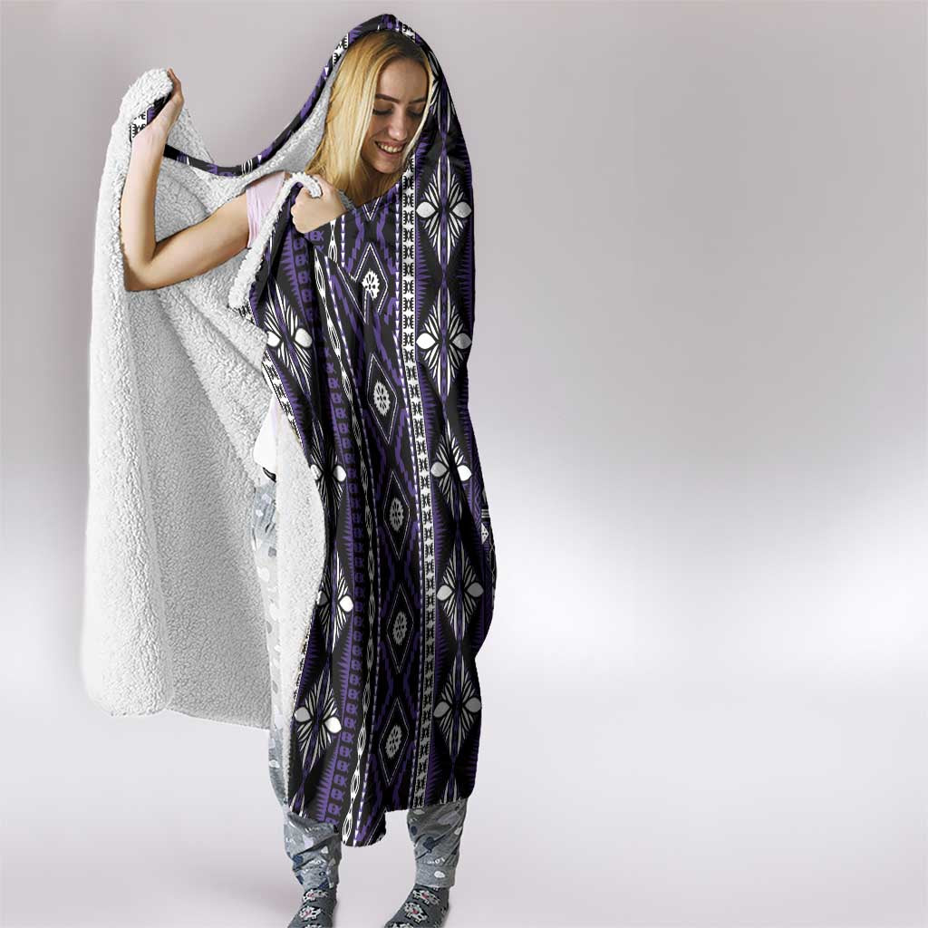 Fiji Masi Tapa Pattern Purple Hooded Blanket - Polynesian Pride