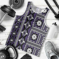 Fiji Masi Tapa Pattern Purple Men Tank Top - Polynesian Pride
