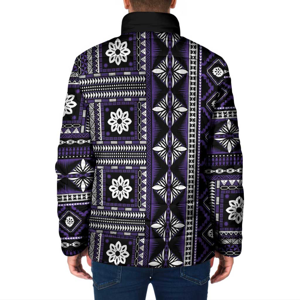 Fiji Masi Tapa Pattern Purple Padded Jacket - Polynesian Pride