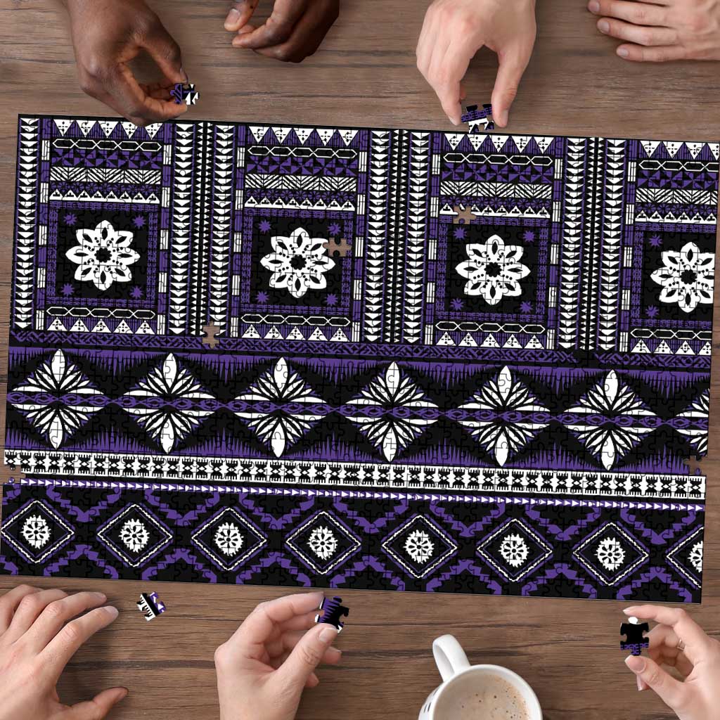 Fiji Masi Tapa Pattern Purple Puzzle - Polynesian Pride