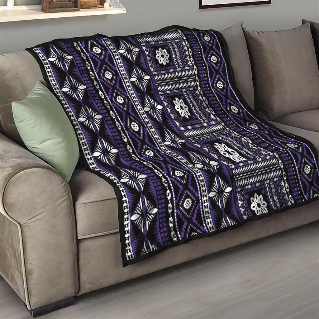 Fiji Masi Tapa Pattern Purple Quilt - Polynesian Pride